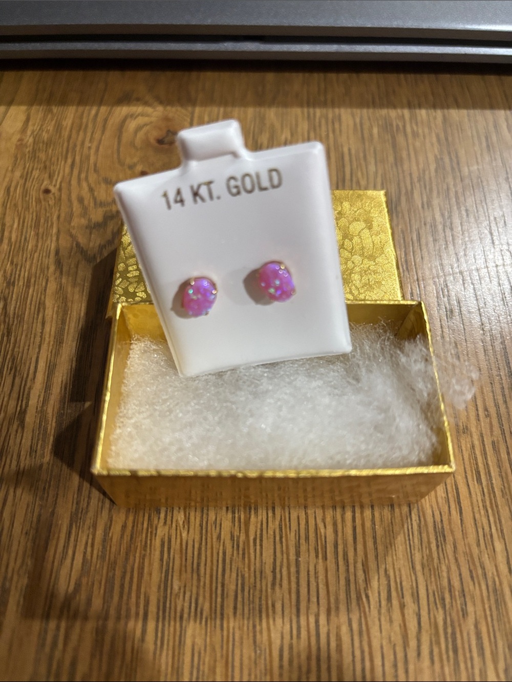 14 KT Gold Pink Opal Stud Earrings - Elegant Women's Jewelry
